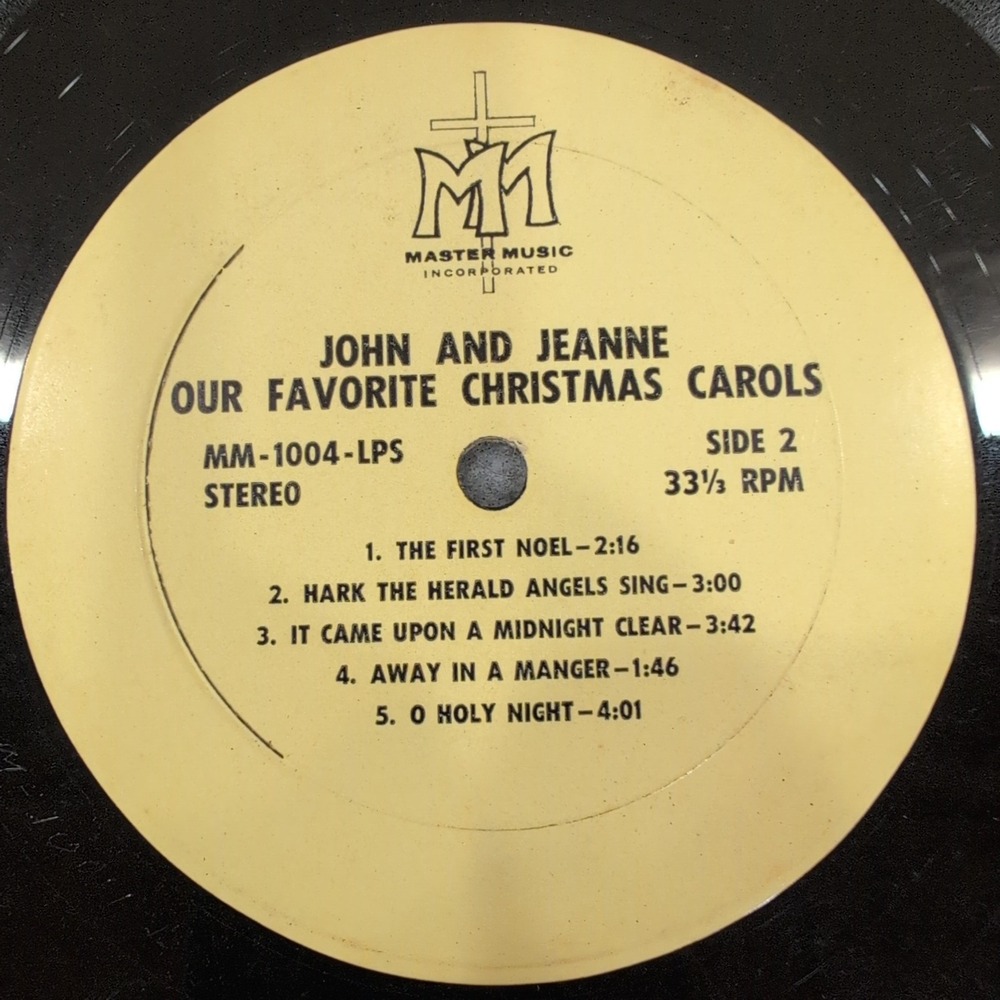John and Jeanne Our Favorite Christmas Carols Vinyl LP Master Music MM-1004-LPS - Picture 2 of 4